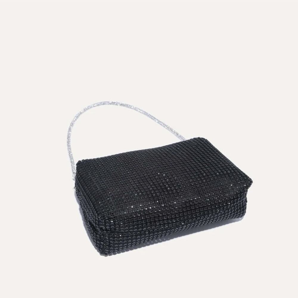 Women’s Black Metallic Rhinestone Evening Purse - Gift - Picture 8 of 10